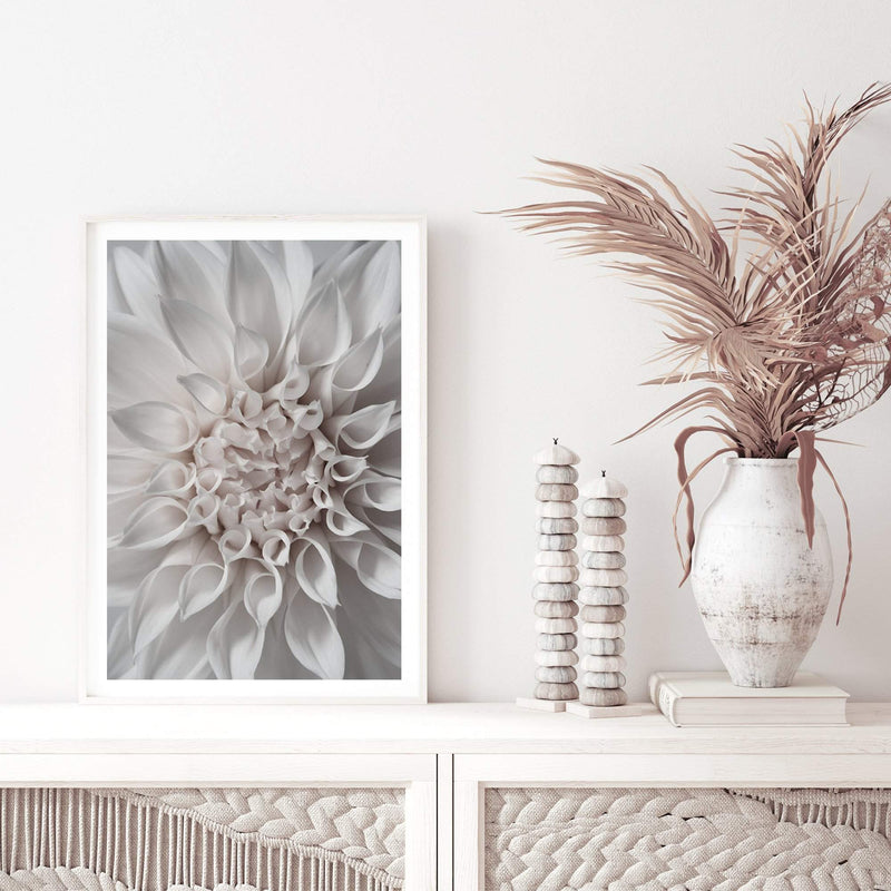 White Dahlia II-The Paper Tree-boho,DAHLIA,dahlia flower,feminine,Floral,flower,flowers,hamptons,neutral,portrait,premium art print,wall art,Wall_Art,Wall_Art_Prints,white