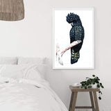 Black Cockatoo III-The Paper Tree-animal,australian,australian native,bird,black,black cockatoo,blue,blue cockatoo,cockatoo,hamptons,painted,painted print,perch,portait,premium art print,wall art,Wall_Art,Wall_Art_Prints