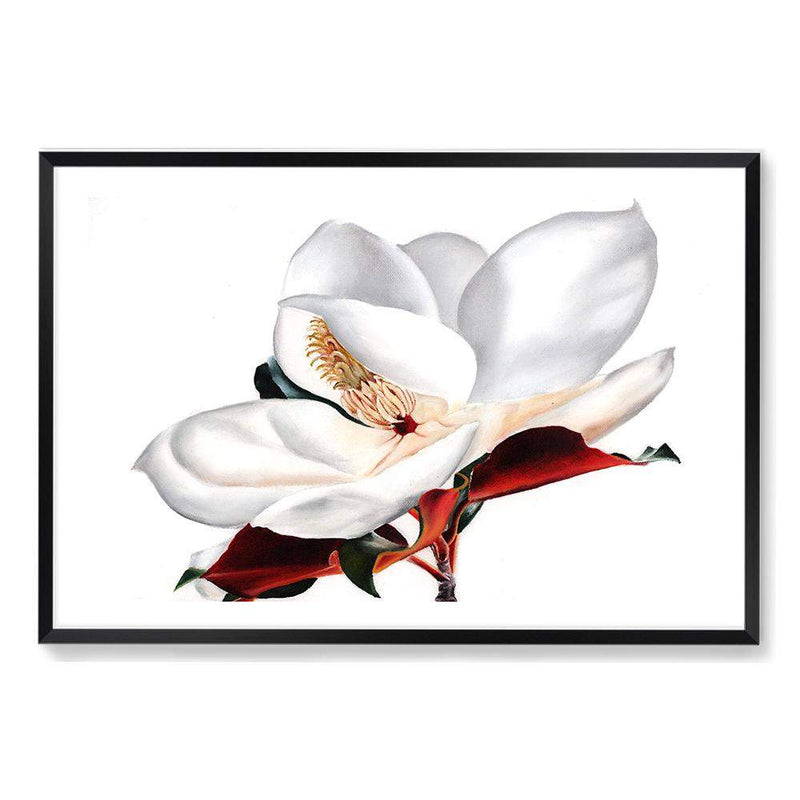 Painted Magnolia-The Paper Tree-boho,floral,flower,green,hamptons,landscape,magnolia,magnolia flower,neutral,orange,painted flower,painting,paintyed print,premium art print,wall art,Wall_Art,Wall_Art_Prints,white,white magnolia