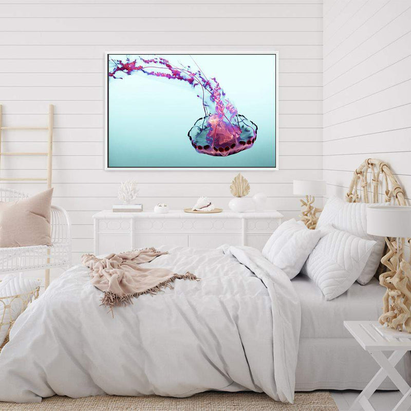 Pink Jellyfish-The Paper Tree-Animal,Colourful,Fish,hamptons,Jellyfish,landscape,Ocean,Pink,premium art print,Sea,Teal,vibrant,wall art,Wall_Art,Wall_Art_Prints