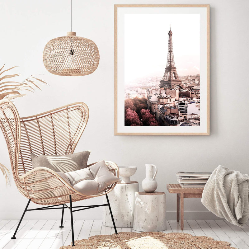 The City Of Paris-The Paper Tree-architecture,city,eiffel tower,france,french,paris,peach,pink,portrait,premium art print,romantic,view,wall art,Wall_Art,Wall_Art_Prints