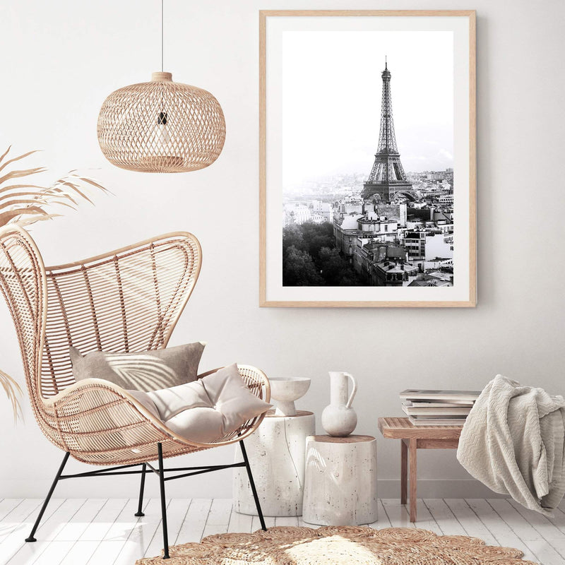 The City Of Paris II-The Paper Tree-architecture,black,black & white,city,eiffel tower,france,french,monochrome,paris,portrait,premium art print,romantic,view,wall art,Wall_Art,Wall_Art_Prints,white
