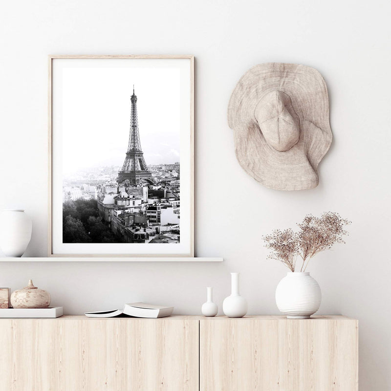 The City Of Paris II-The Paper Tree-architecture,black,black & white,city,eiffel tower,france,french,monochrome,paris,portrait,premium art print,romantic,view,wall art,Wall_Art,Wall_Art_Prints,white