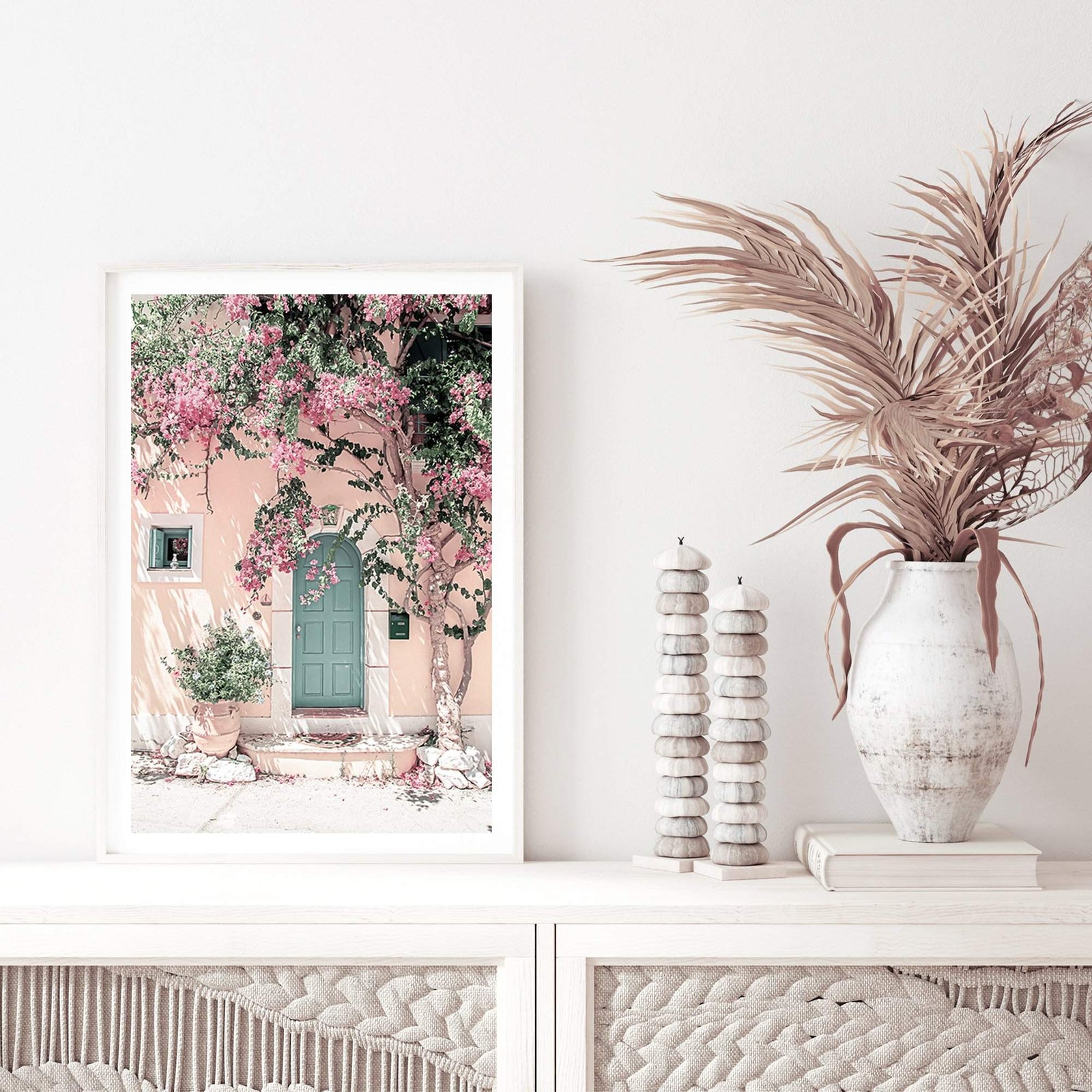 Our House COLLAGE | Botanical Decor | Wall Art | Illustration | Green | Pink | Gift | Love | Pencil order Cypress Tree | Victorian Tiles | Door