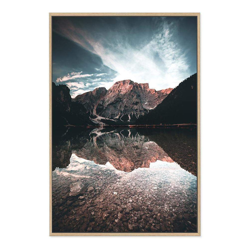 Braies Lake-The Paper Tree-braies lake,clear water,copper,dolomites,evironment,green,HAMPTONS,italy,lake,mountain,nature,pine forest,pine trees,portrait,premium art print,reflective,relection,scenery,TAN,travel,wall art,Wall_Art,Wall_Art_Prints,water