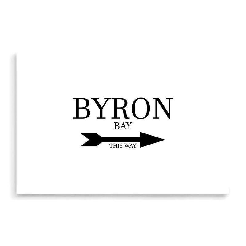 Byron Bay This Way-The Paper Tree-arrow,australia,black & white,black and white,boho,byron,byron bay,direction,directional,hamptons,landscape,monochrome,premium art print,text,typography,wall art,Wall_Art,Wall_Art_Prints