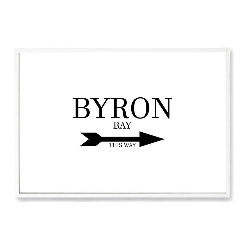 Byron Bay This Way-The Paper Tree-arrow,australia,black & white,black and white,boho,byron,byron bay,direction,directional,hamptons,landscape,monochrome,premium art print,text,typography,wall art,Wall_Art,Wall_Art_Prints