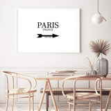 Paris This Way-The Paper Tree-arrow,black & white,black and white,direction,directional,FASHION,france,french,landscape,monochrome,neutral,paris,parisian,premium art print,text,typography,wall art,Wall_Art,Wall_Art_Prints
