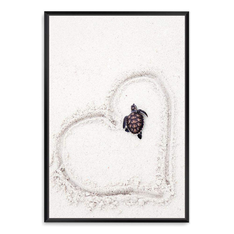 Turtle On The Beach-The Paper Tree-Animal,Beach,boho,coast,Coastal,hamptons,heart,neutral,nursery,nursery decor,portrait,premium art print,sand,Sea,Sea Animal,Sea Creature,Turtle,wall art,Wall_Art,Wall_Art_Prints