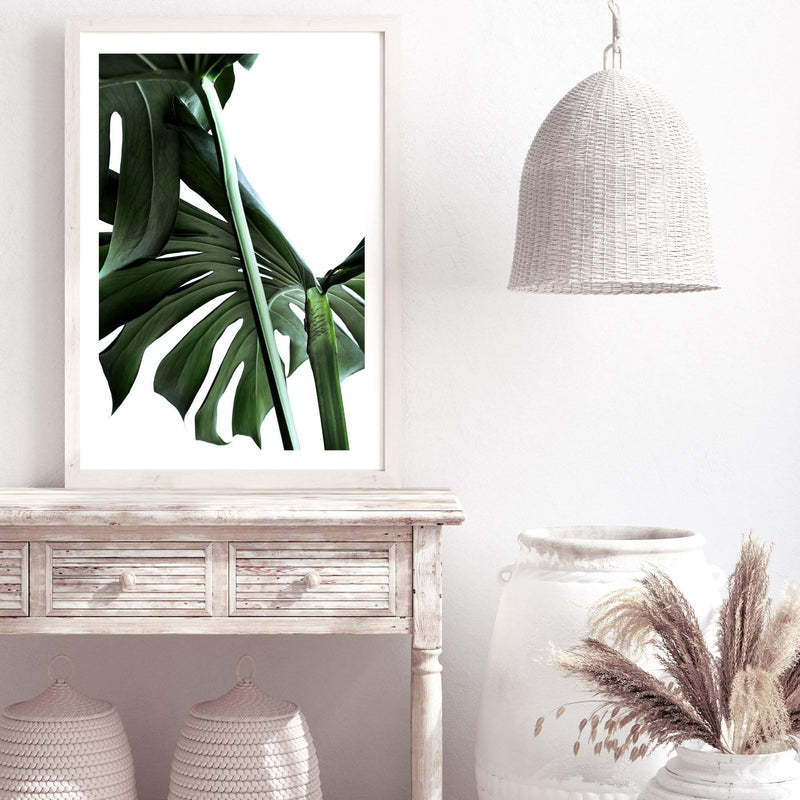 Monstera Leaves II-The Paper Tree-botanical,dark green,green,jungle,leaf,leaves,minimal,modern,monstera,portrait,premium art print,scandi,wall art,Wall_Art,Wall_Art_Prints