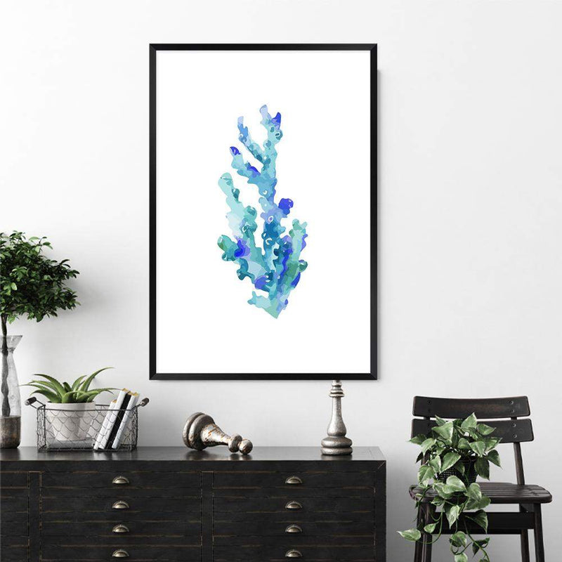 Blue Coral-The Paper Tree-Art_Prints,Artwork,BEACH,blue,blue coral,coastal,COASTAL ART,coral,Designer,HAMPTONS,portrait,premium art print,wall art,Wall_Art,Wall_Art_Prints