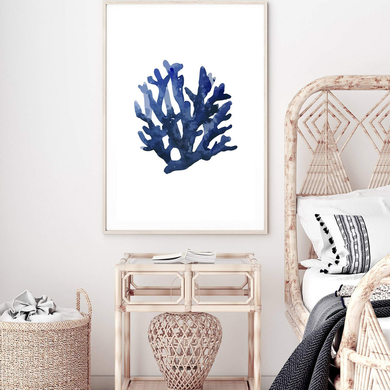 Navy Blue Coral II | Hamptons-The Paper Tree-Art_Prints,Artwork,BEACH,blue,blue coral,coastal,COASTAL ART,coral,Designer,HAMPTONS,navy,portrait,premium art print,wall art,Wall_Art,Wall_Art_Prints