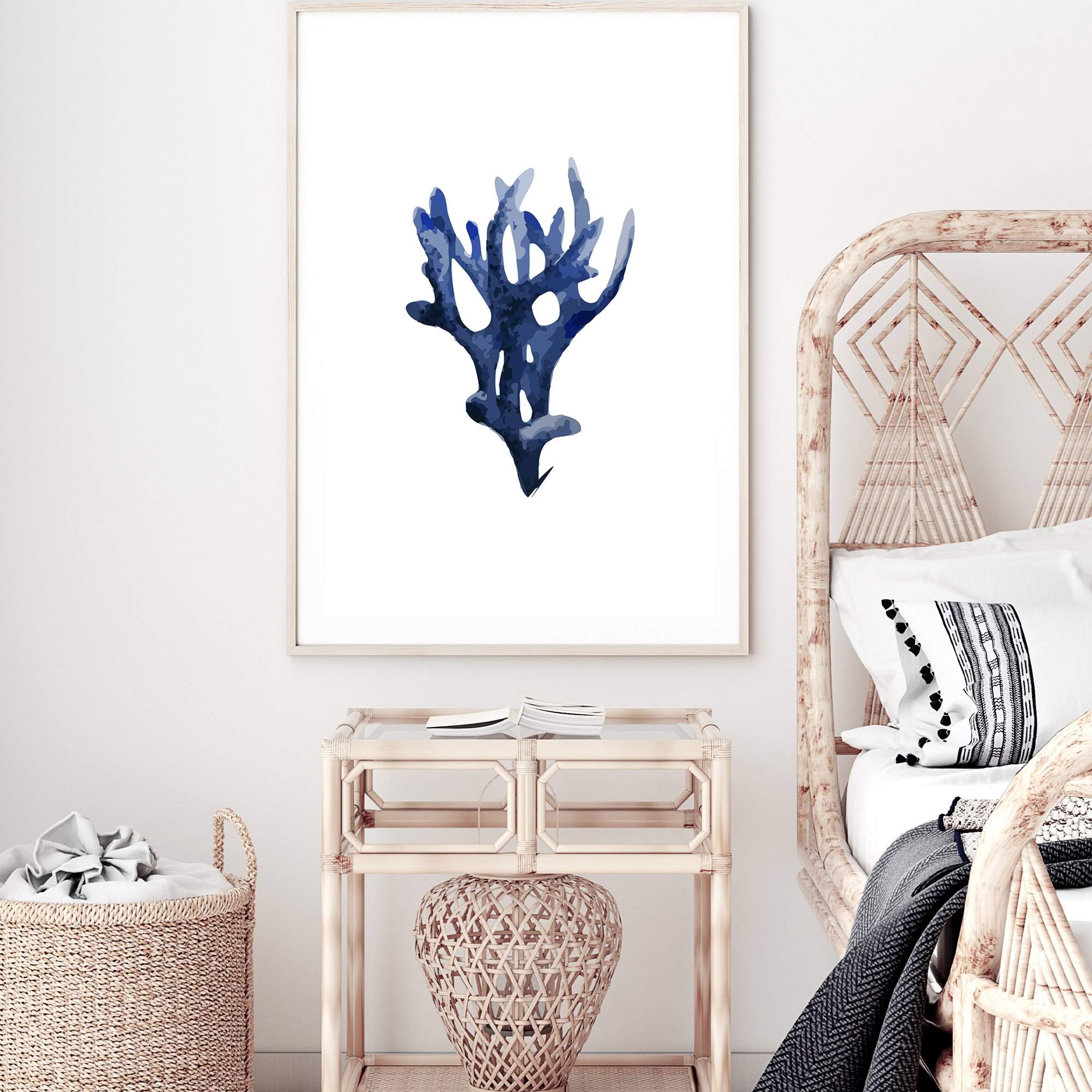 Navy Blue Coral III | Hamptons Art Print, Framed Wall Art & Canvas ...