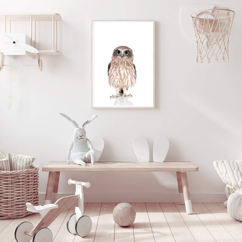 Baby Owl-The Paper Tree-animal,Artwork,BABY,BABY ANIMAL,bird,feathers,KIDS DECOR,kids room,kids wall art,nursery,NURSERY DECOR,owl,portrait,premium art print,wall art,Wall_Art,Wall_Art_Prints