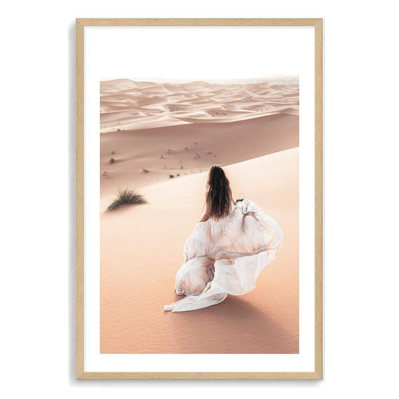 Desert Beauty-The Paper Tree-boho,desert,dress,female,moroccan,morocco,nature,orange,portrait,premium art print,sand,sand dunes,TAN,wall art,Wall_Art,Wall_Art_Prints,woman