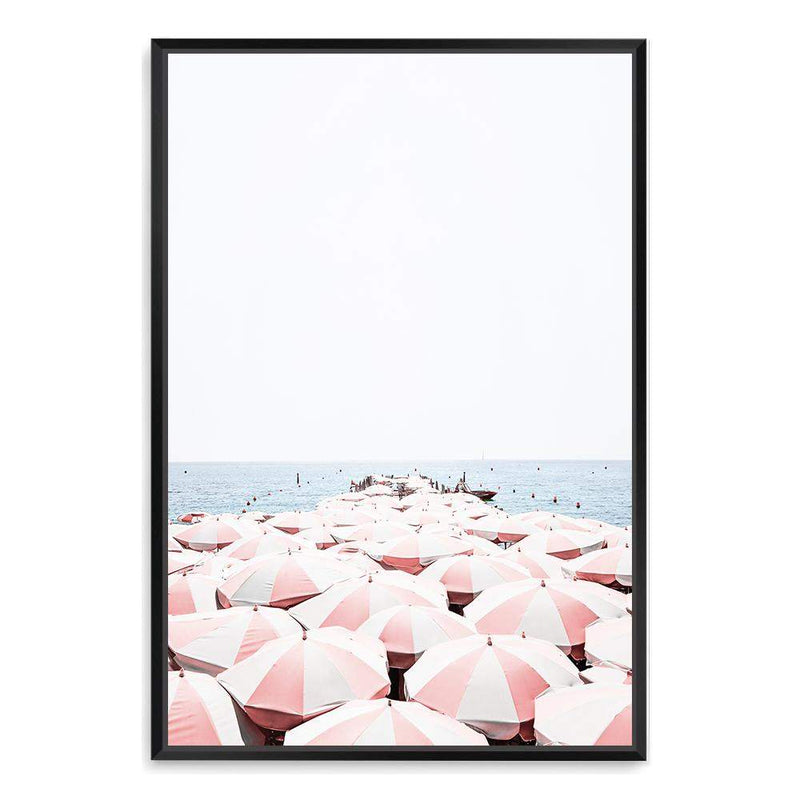 Amalfi Beach View | Amalfi Coast-The Paper Tree-amalfi,amalfi coast,beach,blue,boho,coast,coastal,hamptons,italian beach,italy,ocean,orange,parasol,peach,pink,portrait,premium art print,sea,umbrella,wall art,Wall_Art,Wall_Art_Prints