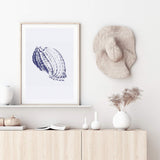 Blue Sea Shell IIIII | Hamptons-The Paper Tree-Art_Prints,Artwork,BEACH,blue,blue coral,coastal,COASTAL ART,coral,Designer,hamptons,portrait,premium art print,sea shell,shell,wall art,Wall_Art,Wall_Art_Prints