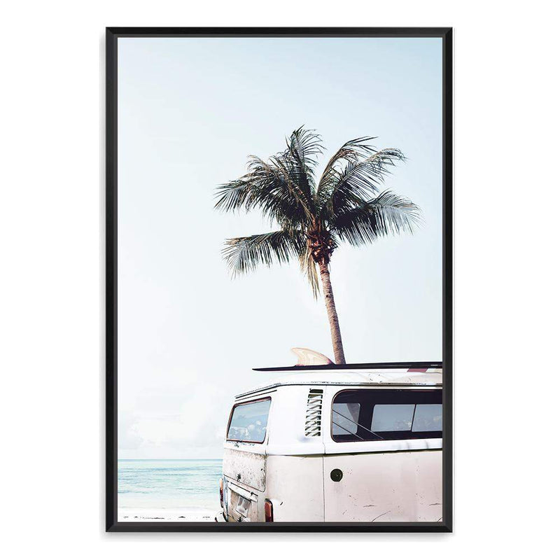 Kombi Coastal Palms-The Paper Tree-beach,blue,boho,car,coastal,coastal palm,combi,combi van,cream,hamptons,kombi,kombi van,ocean,palm,palm tree,pastel,portrait,premium art print,sea,van,wall art,Wall_Art,Wall_Art_Prints