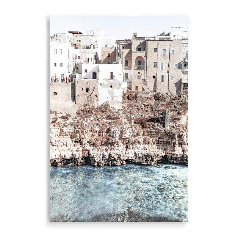 Amalfi Cliffs | Amalfi Coast-The Paper Tree-amalfi,amalfi city,amalfi coast,beach,blue,blue ocean,blue water,boho,clear ocean,clear water,coast,coastal,hamptons,italy,ocean,peach,portrait,premium art print,sea,seaside,travel,wall art,Wall_Art,Wall_Art_Prints,water