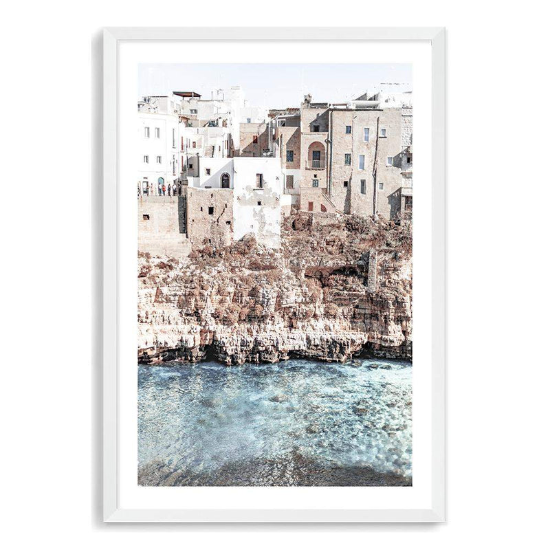 Amalfi Cliffs | Amalfi Coast-The Paper Tree-amalfi,amalfi city,amalfi coast,beach,blue,blue ocean,blue water,boho,clear ocean,clear water,coast,coastal,hamptons,italy,ocean,peach,portrait,premium art print,sea,seaside,travel,wall art,Wall_Art,Wall_Art_Prints,water