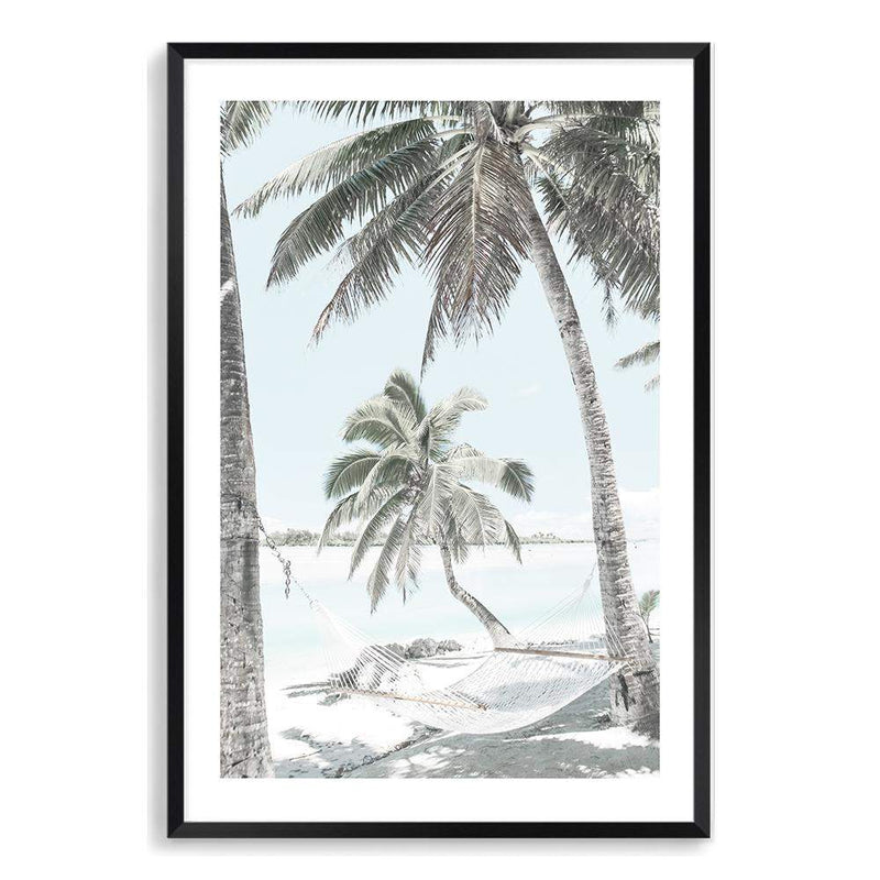 Beach Hammock-The Paper Tree-america,Art_Prints,Artwork,BEACH,beach entrance,beach path,beach scene,blue,boho,coastal,COASTAL ART,Designer,hamptons,neutral,PALM TREE,palm trees,path to beach,portrait,premium art print,surfers,travel,wall art,Wall_Art,Wall_Art_Prints