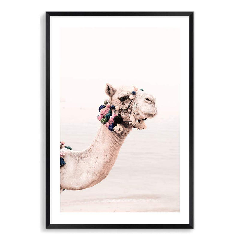 Camel In The Desert-The Paper Tree-Art_Prints,Artwork,boho,camel,desert,Designer,horizon,moroccan,morocco,neutral,pink,portrait,premium art print,wall art,Wall_Art,Wall_Art_Prints