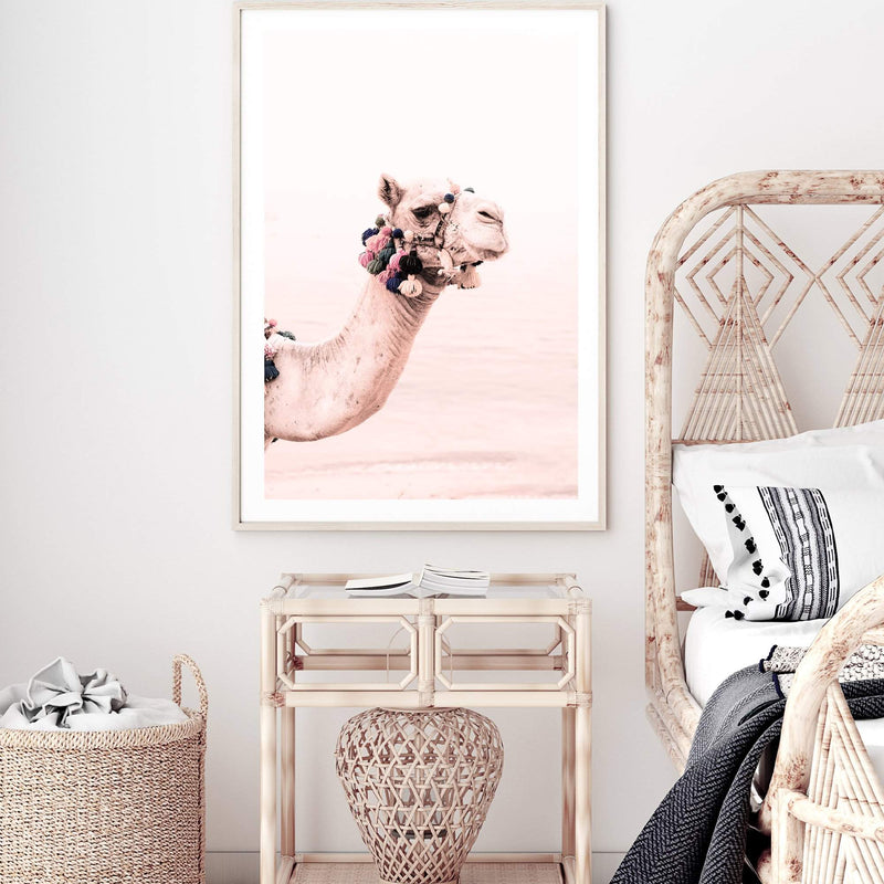 Peach Camel-The Paper Tree-Art_Prints,Artwork,boho,boho camel,camel,desert,Designer,horizon,moroccan,morocco,neutral,peach,pink,portrait,premium art print,wall art,Wall_Art,Wall_Art_Prints