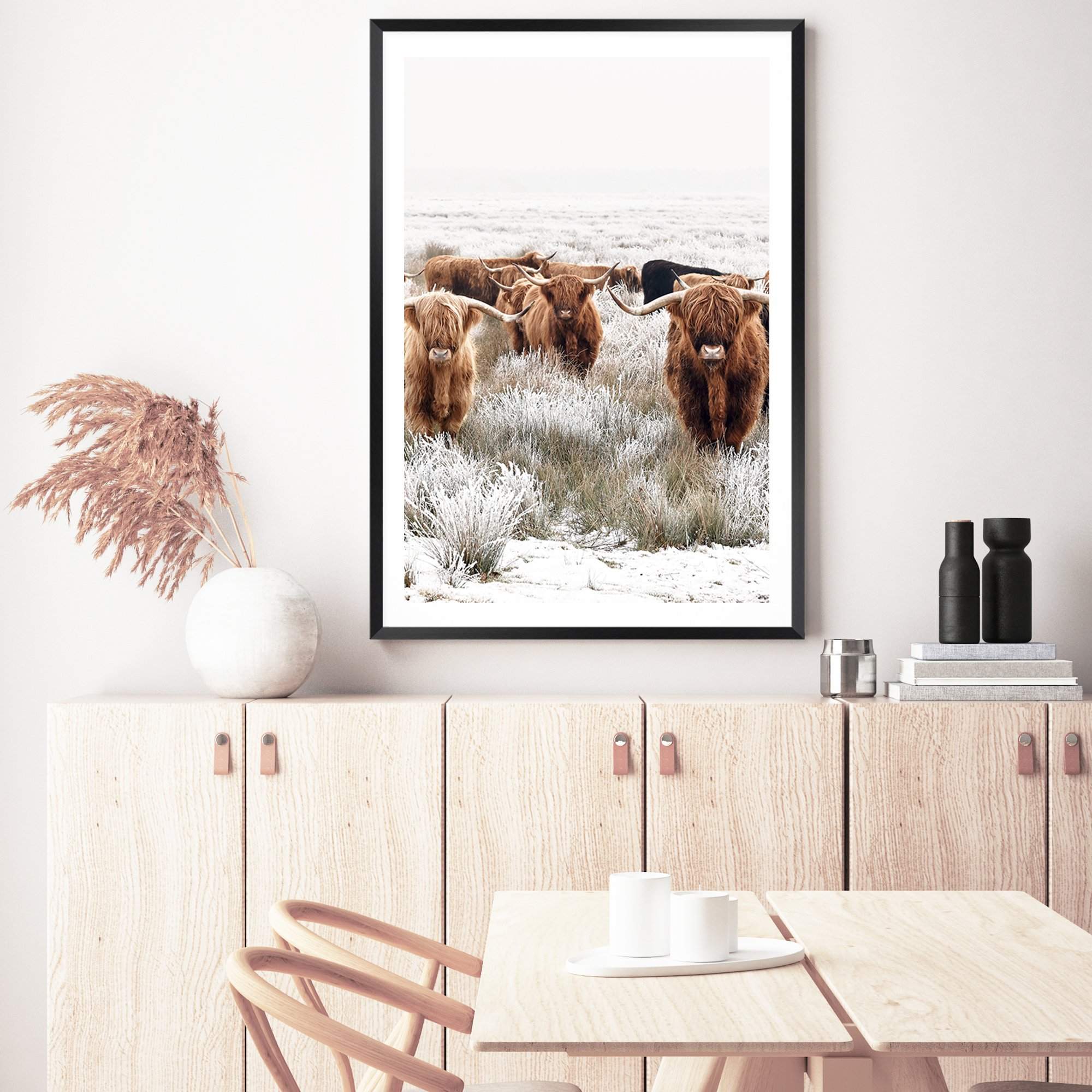 Highland Cattle Herd Art Print, Framed Wall Art & Canvas Print – The ...