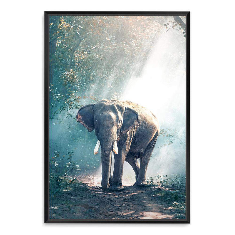 Jungle Elephant-The Paper Tree-animal,asia,elephant,elephants,forest,green,jungle,nature,portrait,premium art print,teal,wall art,Wall_Art,Wall_Art_Prints