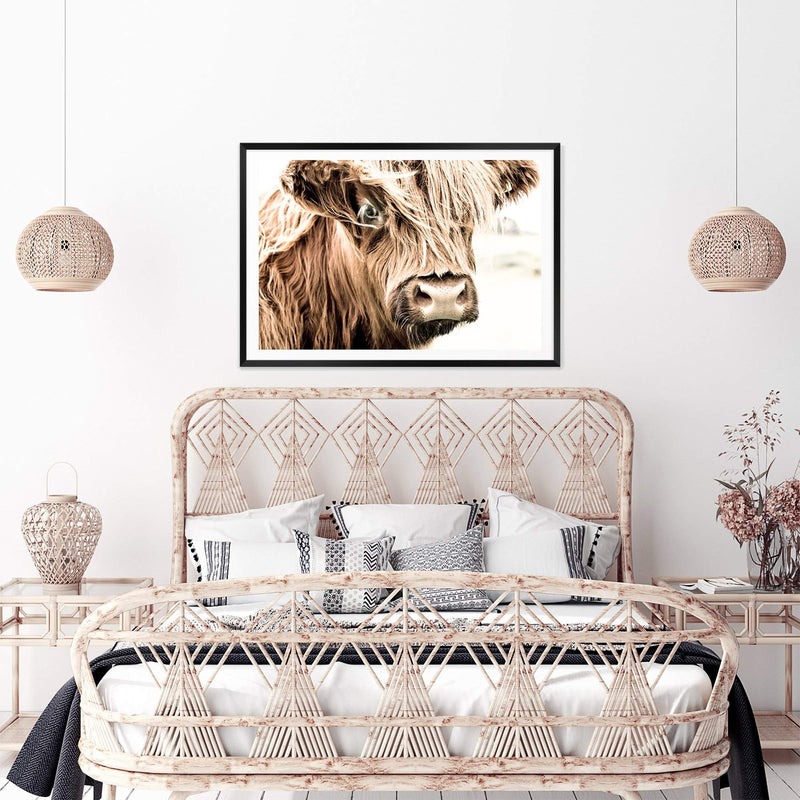Henderson The Highland Cow-The Paper Tree-animal,bull,cattle,cow,henderson,highland bull,highland cattle,highland cow,landscape,nature,orange,premium art print,TAN,wall art,Wall_Art,Wall_Art_Prints