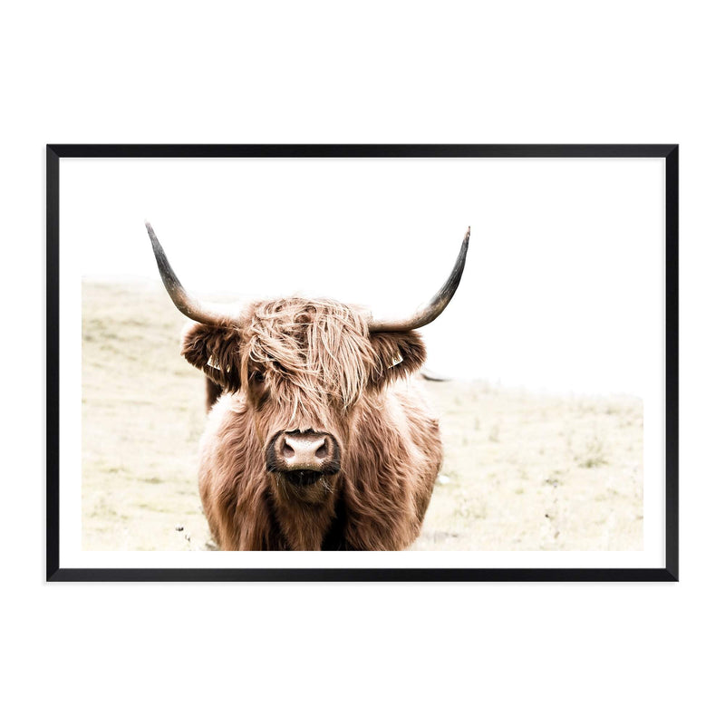 Harvey The Highland Cow-The Paper Tree-animal,bull,cattle,cow,harvey,highland bull,highland cattle,highland cow,landscape,nature,orange,premium art print,TAN,wall art,Wall_Art,Wall_Art_Prints