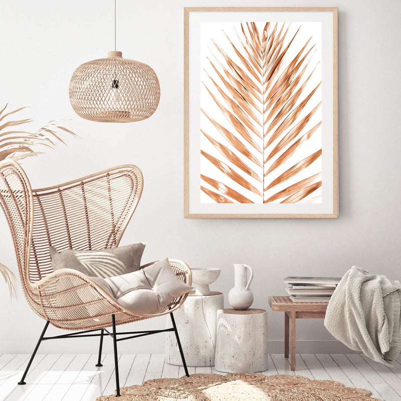 Golden Palm Leaf-The Paper Tree-bohemian,boho,dried,dried palm,gold,golden,neutral,original,palm frond,palm leaf,portrait,premium art print,scandi,wall art,Wall_Art,Wall_Art_Prints