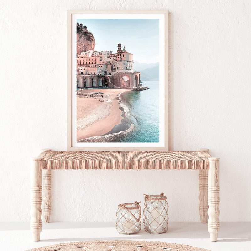 Amalfi Coast-The Paper Tree-amailfi coastline,amalfi,amalfi coast,Art_Prints,Artwork,BEACH,blue,boho,coastal,COASTAL ART,destination,Italy,pastel,pink,portrait,premium art print,seascape,teal,wall art,wall art print,wall art prints,Wall_Art,Wall_Art_Prints
