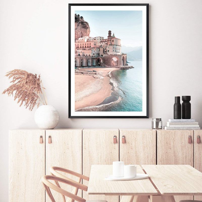 Amalfi Coast-The Paper Tree-amailfi coastline,amalfi,amalfi coast,Art_Prints,Artwork,BEACH,blue,boho,coastal,COASTAL ART,destination,Italy,pastel,pink,portrait,premium art print,seascape,teal,wall art,wall art print,wall art prints,Wall_Art,Wall_Art_Prints