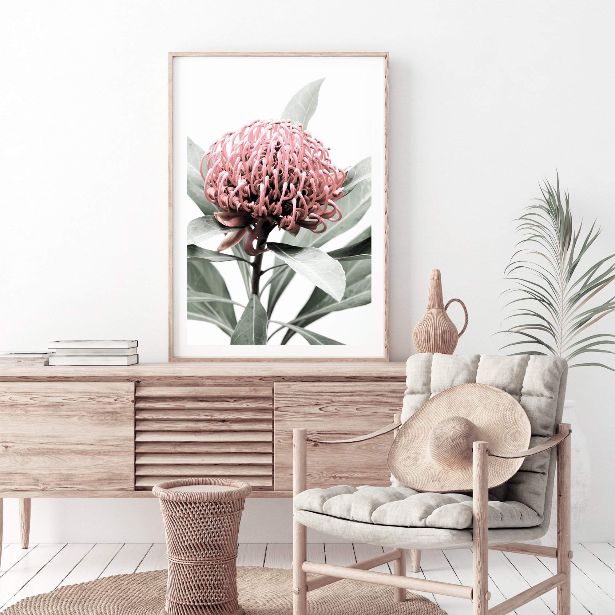 Australian Native Waratah Flower Art Print, Framed Wall Art & Canvas ...