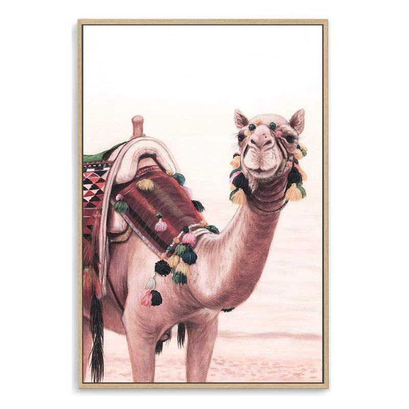 Painted Camel In The Desert-The Paper Tree-Art_Prints,Artwork,boho,burnt orange,camel,desert,Designer,horizon,landscape,moroccan,morocco,MOROCCOW,peach,pink,portrait,premium art print,tan,wall art,Wall_Art,Wall_Art_Prints