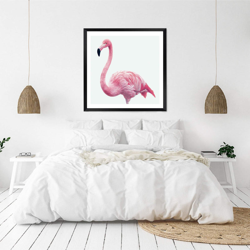 Painted Flamingo Square-The Paper Tree-Art Print,art prints,Artwork,bird,boho,feathers,flamingo,miami,paint,painted,PAINTED FLAMINGO,palm springs,pink,pink bird,premium art print,square,tropical,wall art,Wall_Art,Wall_Art_Prints