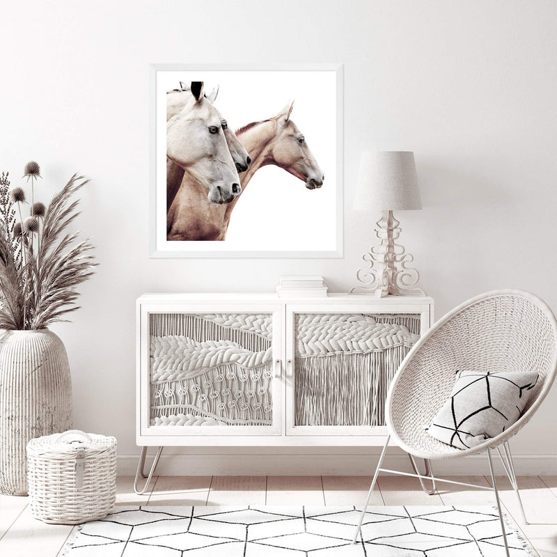 Palomino Horses Square-The Paper Tree-animal,Art Print,art prints,Artwork,beige,boho,cream,framed,hamptons,horse,horses,neutral,palomino,premium art print,square,stallion,wall art,Wall_Art,Wall_Art_Prints