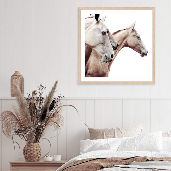 Palomino Horses Square-The Paper Tree-animal,Art Print,art prints,Artwork,beige,boho,cream,framed,hamptons,horse,horses,neutral,palomino,premium art print,square,stallion,wall art,Wall_Art,Wall_Art_Prints