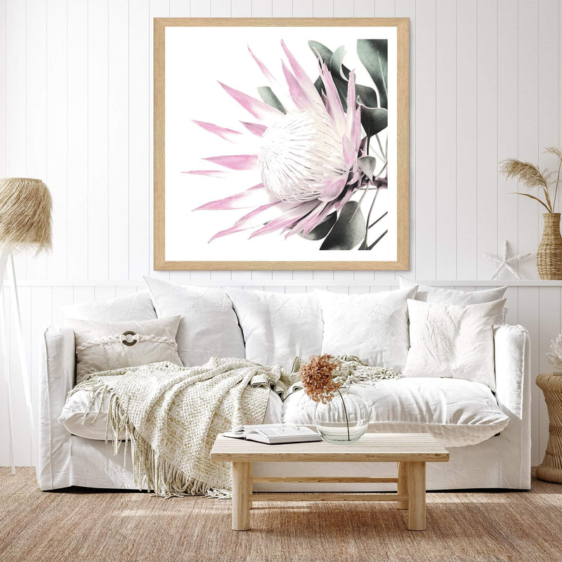 Pink Protea Square-The Paper Tree-dusty pink,floral,flower,flowers,pink flower,pink protea,portrait,premium art print,protea,protea flower,protea flowers,square,wall art,Wall_Art,Wall_Art_Prints
