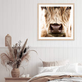 Highland Cow Portrait | Square-The Paper Tree-animal,Art Print,art prints,Artwork,boho,framed,highland,highland bull,highland cattle,highland cow,neutral,premium art print,square,tan,wall art,Wall_Art,Wall_Art_Prints