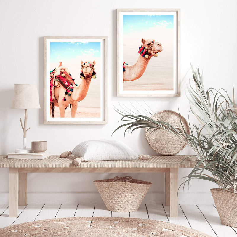 Set of 2 - Boho Desert Camel-The Paper Tree-Artwork,bohemian,boho,boho camel,bright,camel,colourful,moroccan camel,portrait,premium art print,set of 2,set of two,tan,TRIBAL,wall art,Wall_Art,Wall_Art_Prints